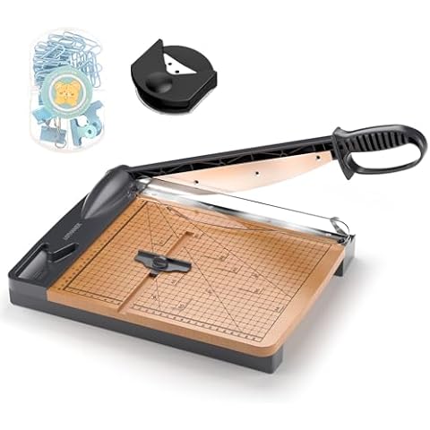12'' Wood Guillotine Paper Cutter, Heavy Duty Wood Base Paper Trimmer with 32 Sheets Capacity Paper Cutting Board for Classroom, Crafting, Cardstock, Art Projects Cover