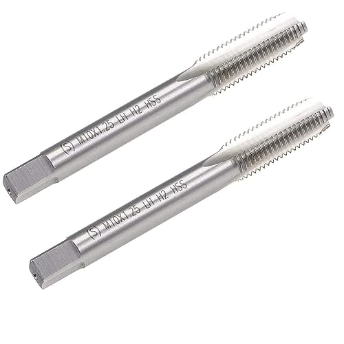 TOP-VIGOR 2 machos métricos M10 x 1,25 mm, HSS 3 flautas rectas Taper Taper Tap, 1,25 mm, roscado roscado, herramienta de reparación de maquinista