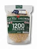 Cut Nic 6 Hole Cigarette Filters 1200 Pack - 4 Travel Cases - BPA Free, Fits Regular & King Size, 8mm