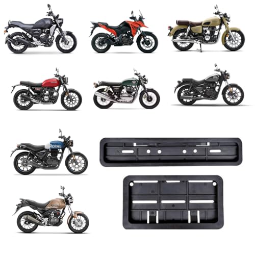 Image of Motorcycle Number Plate Frame for IND Plates (Plastic,| Heavy | Black - Set of 1 | Front & Back)