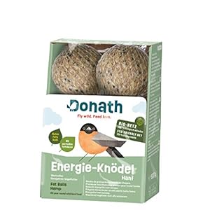 Energie-Knödel Hanf im Bio-Netz – Meisenknödel im Bio-Netz – 100g je Knödel – Extraportion Hanfsamen – wertvolles Ganzjahres Wildvogelfutter – unsere Manufaktur in Süddeutschland – 6er Karton
