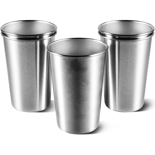 KISEER 5 Pack 16 Ounce Stainless Steel Pint Cups Shatterproof Cup Tumblers Unbreakable Metal...