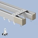 Doppelschienensystem, Aluminium, Deckenmontage, glatte Stange für Raumteiler und Schlafzimmer