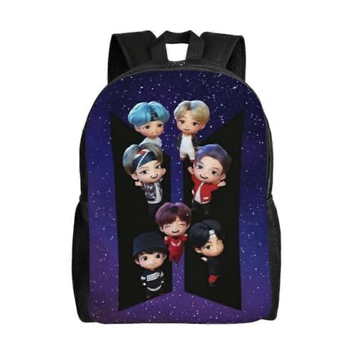 YINGD BTS - Mochila escolar de lona para adolescentes, Negro, Talla única
