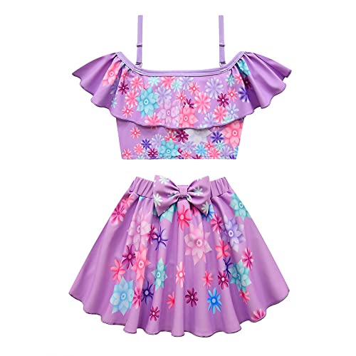 LIKUNGOU Isabella Traje de Baño Tankini Encantado Cosplay Vestido de Princesa para Niñas Vacaciones de Verano Playa Surf Natación (120) Cover