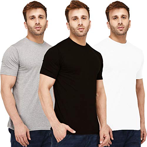Image of Solid Men Half Sleeve Round Neck T-Shirt (Pack of 3)