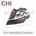 CHI Steam Iron for Clothes with 8’ Retractable Cord, 1700 Watts, 3-Way Auto Shutoff, 400+ Holes, Professional Grade, Temperature Control Dial, Titanium Infused Ceramic Soleplate, Silver (13106)