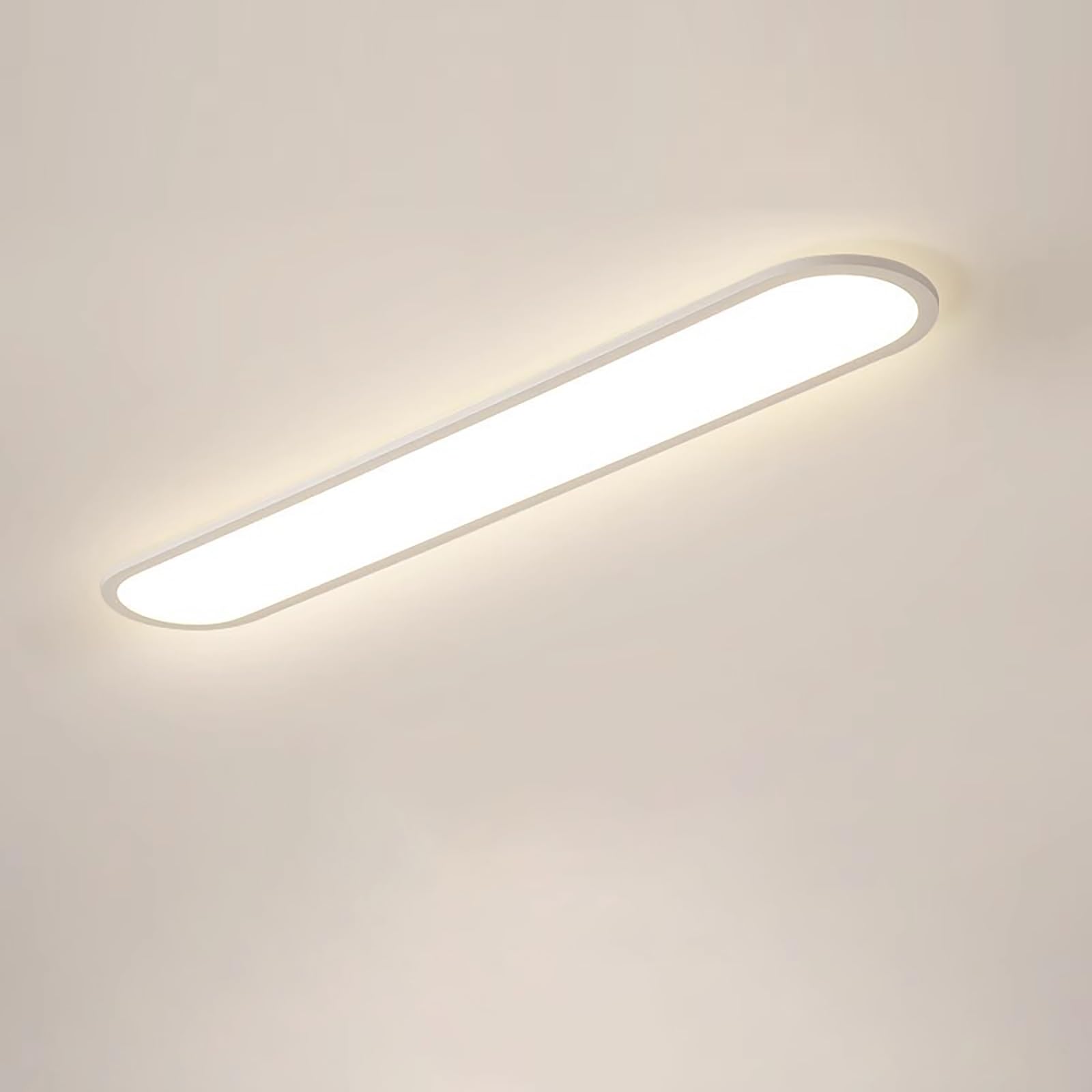 Lámpara de Techo Lineal Aluminio Acrílico LED Panel 64W Cocina Luz de Techo Rectangular Moderno 2.8cm Ultra Delgado Espectro Completo Luz de Techo Minimalista para Dormitorio (Blanco Luz Cálida,80CM)