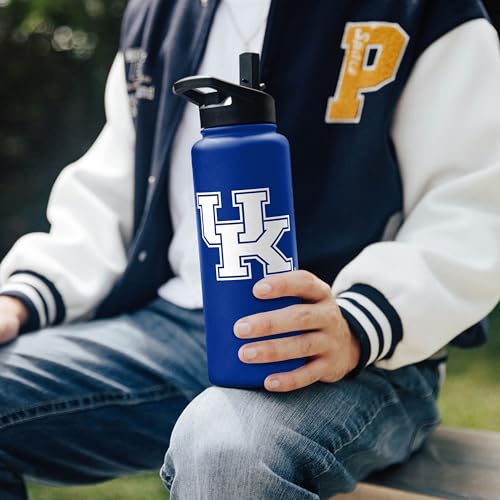 Image of Logo Brands NCAA Kentucky Wildcats 34 oz Stainless Steel Quencher Bottle - Team Color, Straw Included, No-Spill Lid, Easy Carry Handle - Keeps Drinks Cold For Hours