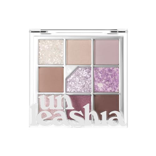 UNLEASHIA Glitterpedia Eyeshadow Palette, Matte, Shimmer &amp; Glitter Shades, High Pigment Blendable Eye Makeup, Long-Lasting Korean Makeup, Vegan (NO.4 All of Lavender Fog)