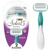 BIC Soleil Sensitive Advanced Women's Disposable with 5 Blade Razors, Flexible Blades and Moisture Strips, 2-Pack