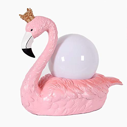 Lampe De Table Décorative Flamant Rose, Lampe De Table De Chevet Chambre Salon Fille Romantique, Corps De Lampe Élégante Cygne Et Design Abat-Jour Boule Blanche (Size : High 25CM)