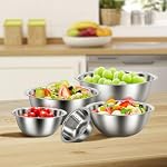 Mixing Bowls Set of 5 Piece Stainless Steel Nesting Bowls Stackable Chef Mixing Bowl with Internal Measurement Marks, for Space Saving Storage Kitchen Baking Cooking Prepping (4.5, 3, 2, 1.5, 0.7 QT)