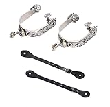 MORECP Western Cowboy Spurs Paired with 6 Holes Spurs Belt, Stainless Steel Western Horse Spurs with Rotatable Gear Leather Spur Straps Retro Fine Workmanship Men Women Horse Boot Spurs for Equestrian