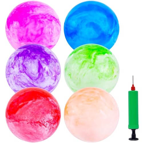 3 Otters 6PCS Playground Balls, 8.5 Inches Beach Ball for Kids Inflatable Bouncy Balls with Air...