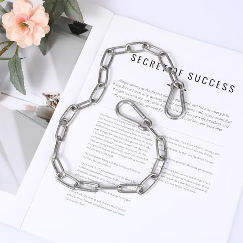 Edelstahl Ketten, Stahlkette 0.6m Edelstahl Halskette Gliederkette Mit Karabiner Edelstahl Rundstahlkette Edelstahlkette Für Zauntore, Käfigtore Für Haustiere, Gartentore (silber)