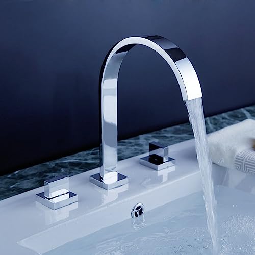 Cascade 3 trous robinet de lavabo chromé mitigeur en laiton pour évier de salle de bain