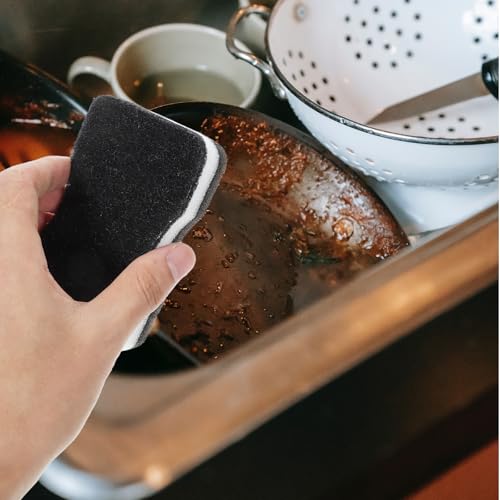 Image of 5-Pack Double-Sided Dishwashing Sponge Pad Slim Waist Cleaning Sponge Pad for Kitchen and Bathroom Non-Scratch Scrubber with Cellulose Surface 4.33 X 2.75 X 1.18 in