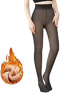 PUNKYOUTH Fleece Lined Tights, Thermal Tights Fleece Lined Leggings Women Winter Thick Warm Black Tight for Womens Fake Translucent Tights