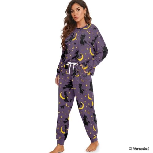 Image of Women's Pajamas Set Soft 2 Piece Loungewear Long Sleeve Pj Set Matching Sleepwear with Pockets for Women Plus Size