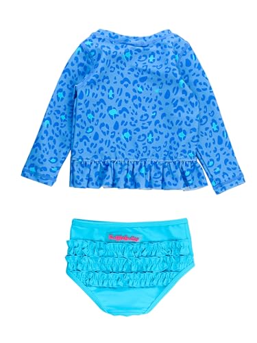 Image of RuffleButts Baby /Toddler Girls Long Sleeve Rash Guard UPF50+ Sun Protected Bikini Swimsuit
