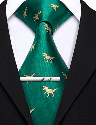 Image of Barry.Wang Silk Ties for Men Fun Necktie and Tie Clip Set for Wedding Party Business Formal Extra Long