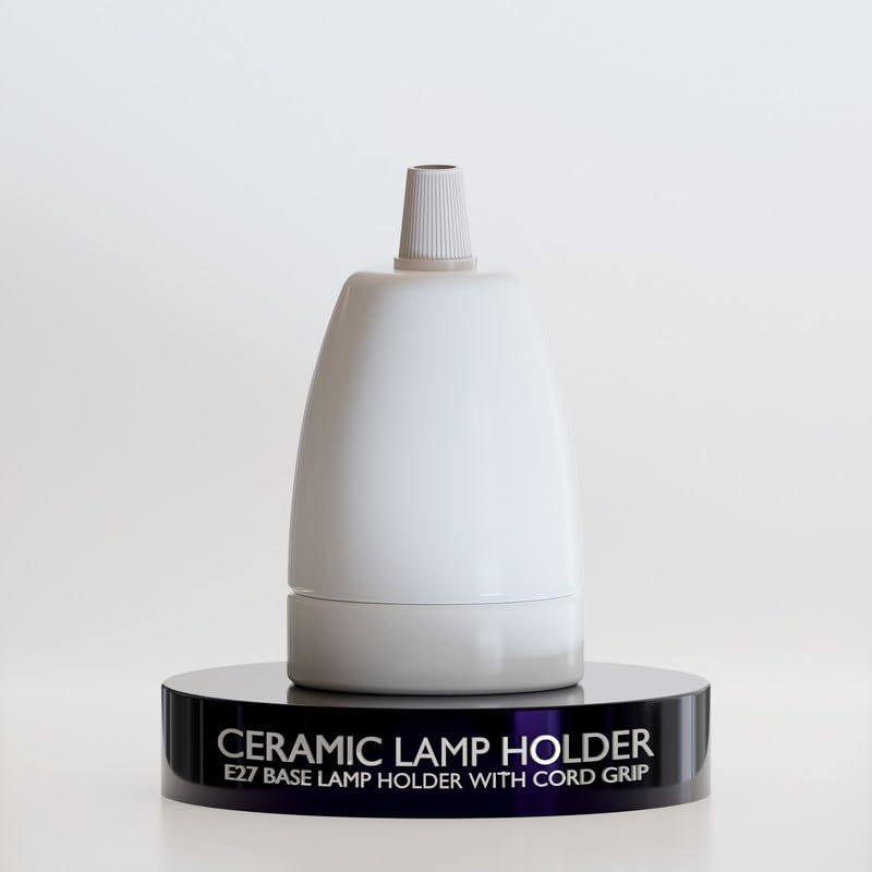 DC VOLTAGE 1PCs Vintage Ceramic Lamp Socket E27 Base Lamp Holder With Cord Grips, Industrial Porcelain Lamp Light Bulb Holder (White)