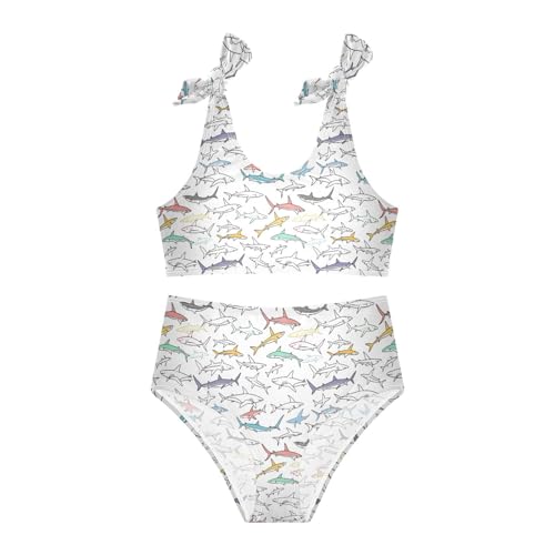 Drawing Sharks Girls Two Piece Tankini Swimsuits Summer Bathing Suit Beach Swimwear Set4