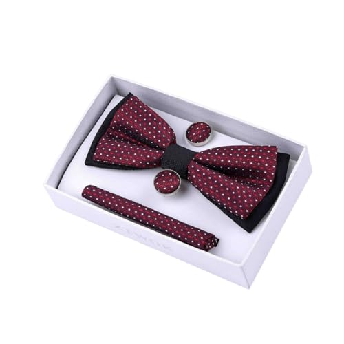 Pañuelo Británico Cuadrado con Gemelos y Corbata de Moño para Hombre