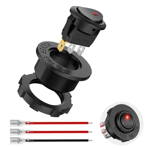 Image of Nilight 1PC LED Rocker Switch 12V 20A Red Lighted ON Off Round Toggle