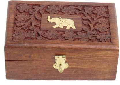 LINQUARD COLLECTION STORE Wooden Jewelry Box Makeup and Organizer Women Ring Storage // Earrling Bracelet Organizer//multipurpose usage// 4×4 inches, (Brown)