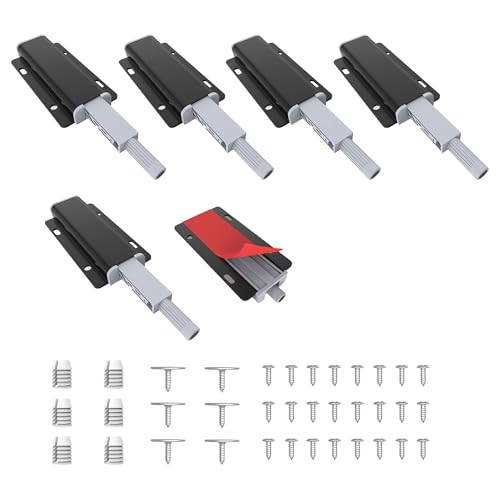 Mskilrh 6 Pack Push to Open Cabinet Hardware Touch Latches for Cabinet Doors Magnetic Cabinets Latch Magnetic Push Latches for Cabinets to Open LatchBlack