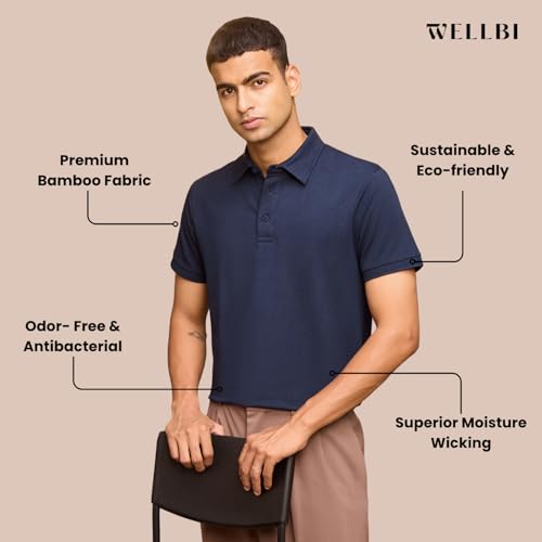 Image of Wellbi Eco-Friendly Bamboo Polo T Shirt | Mens Stylish Casual Regular Fit | Comfortable Soft | Trendy Breathable Lightweight | Quality Modern Essential Fashion