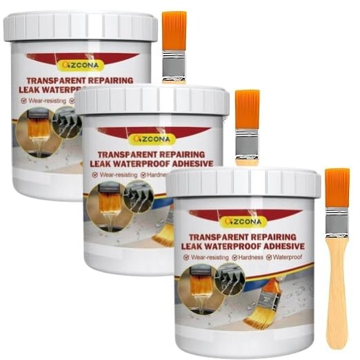 Azcona Impex™Transparent Waterproof Glue with Brush, Leakage Protection Outdoor Bathroom Wall Tile Window Roof, Anti-Leakage Agent, sealant glue, Roof Sealant Waterproof Gel(900GM PACK OF 3) (B0D4HMV9JG) Amazon Price History, Amazon Price Tracker