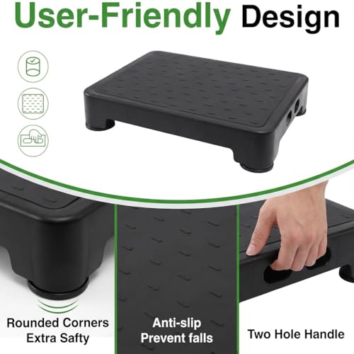 Image of COOL-ANGLE Adjustable Step Stool for High Beds & SUV - Non-Slip Mobility Platform for Seniors, 650lbs Capacity, 3 Heights (3.4 inch-5.4 inch), Wide Safety Base for Car & Bath, 16.5 inchx12.6 inch, Black