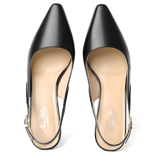 Image of Mostrin Kitten Heels for Women Slingback Pointed Closed Toe Heels Women's Pumps Shoes for Wedding, Party, Commuting