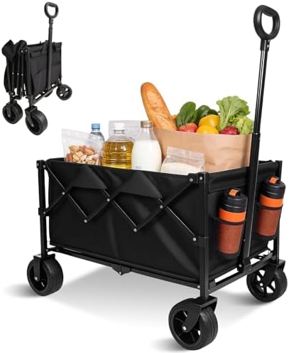 Wagon Cart Foldable,220lbs Capacity Collapsible Wagon with Handle...
