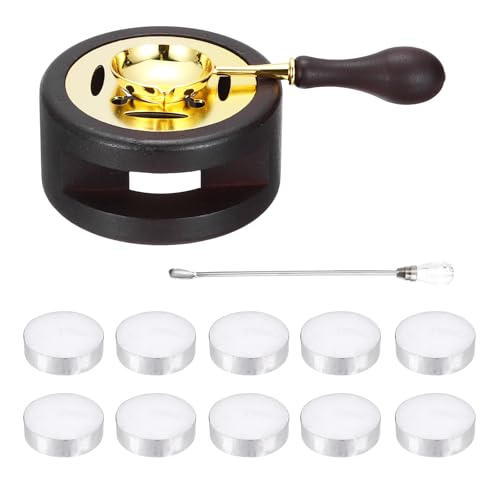 Kit de sceau à cire PATIKIL marron avec chauffe-cire et cuillère