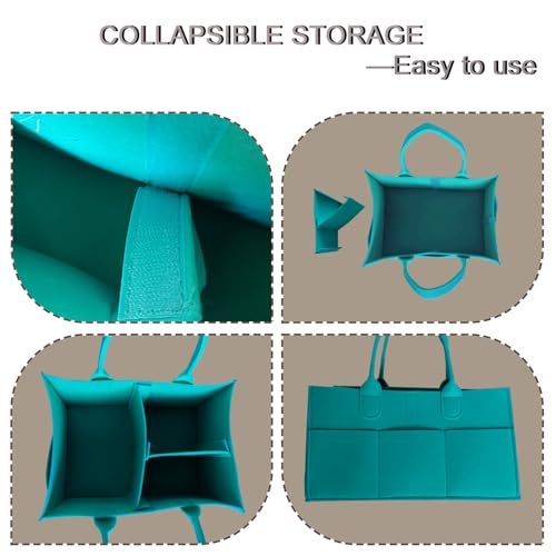 Image of Baby Diaper Caddy is a versatile baby basket designed for nursery storage, car organization, and as a thoughtful gift for baby showers. Perfect for storing diapers and baby wipes. (Turquoise)