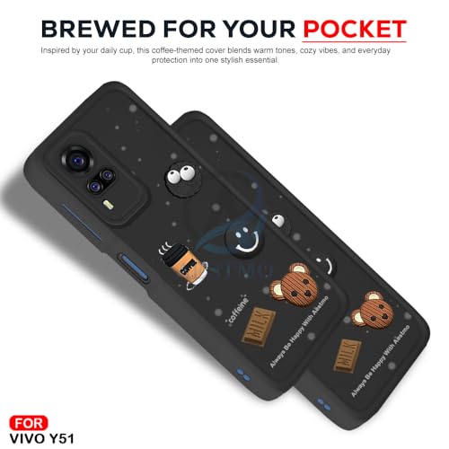Image of AESTMO Back Case Cover for Vivo Y51 / Y51A / Y31 Cover | Cute Fun Cartoon 3D Ball | Coffee Silicone Case | Full Body Protection | Camera Protection Back Cover for Vivo Y51 / Y51A / Y31 (Black)
