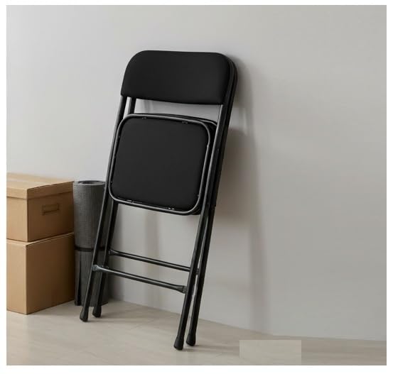 TOBY Premium Black Metal Folding Chair – Heavy-Duty Steel Frame, Padded Seat & Backrest – Portable, Space-Saving, and Comfortable Seating for Home, Office, Events