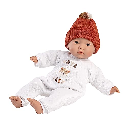 Llorens 1063304 Puppe Cute mit blauen Augen und weichem Körper, Babypuppe inkl. Strampler, Mützchen und Schnuller, 32cm