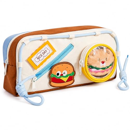 Image of Cute Food Pencil Case 4 Layer with 3 Compartment Cute Aesthetic for Kids Large Capacity Pencil Pouch Multifunctional Pouch for School Kids Cute Quirky Stationary Gift (Cute Food Pencil Case-Yellow)