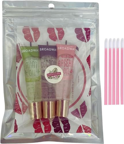 Broadway Hydrating Lip Gloss, LIP GLOSS SET-Non-Sticky- Glossy, Lasting vitamin infused (14ml Each, Pack of 3) (Mint, Coconut, Rosehip) Bundle- Perfect Pout Card, lip applicators -Botanical Collection - Image 4