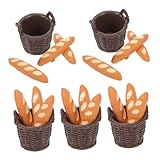 FUNOMOCYA 5 Satz Miniatur Baguettekorb mit Realistischen Puppenhaus-brotmodellen Detailgetreue Französische Brote Vielseitige Miniatur-Dekoration für Puppenküchen Fotorequisiten und