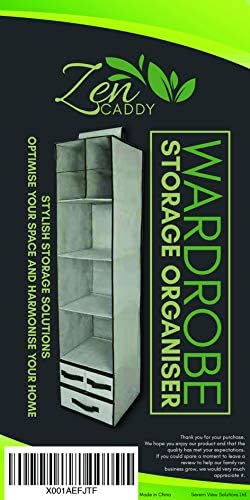Zen Caddy Hanging Wardrobe Storage Organiser. Extra heavy duty bedroom accessory with 9 compartments and sliding drawers for a versatile and stylish storage solution with large capacity.