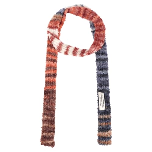 LABANCA Women Skinny Stripped Scarf Winter Long Skinny Colorful Scarf Y2k Neckerchief Knitted Necktie