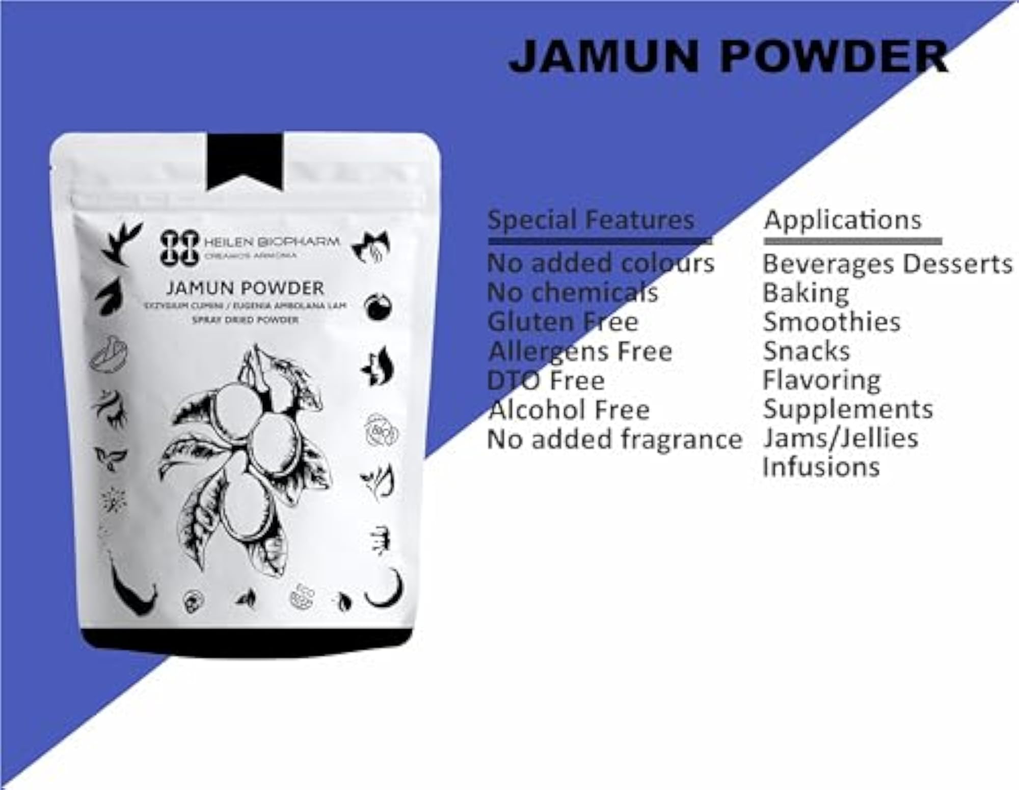 Heilen Biopharm Jamun Powder, 800 g Pack
