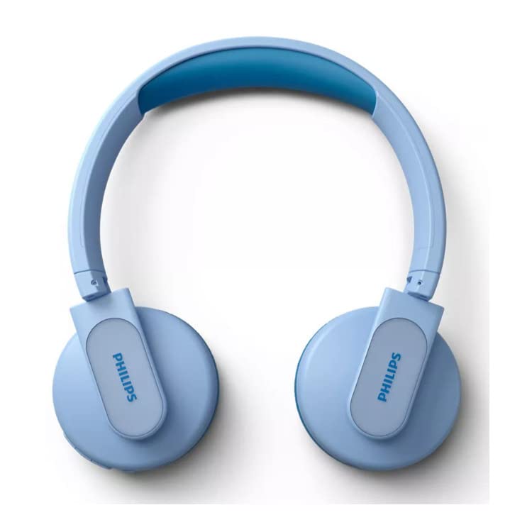 Image of Philips K4206 Kids Wireless On-Ear Headphones, Bluetooth + Cable Connection, 85dB Limit for Safer Hearing, Built-in Mic, 28 Hours Play time, Parental Controls via Philips Headphones, Blue