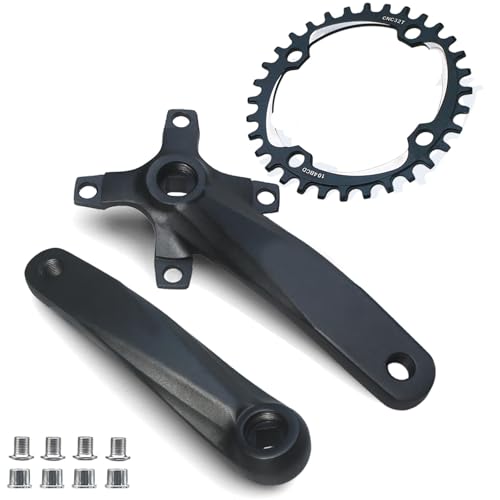 104BCD �X�N�G�A�e�[�p�[ MTB �N�����N�Z�b�g 152-170mm �i���[���C�h 32-42T ���]�ԕ��i�ɑΉ�(32T Black Crankset,170mm)
